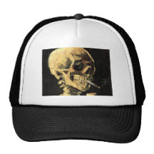Van Gogh Skull with Burning Cigarette Hat