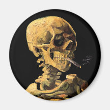 Van Gogh Skull With Burning Cigarette Magnet