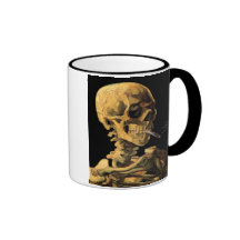 Van Gogh Skull With Burning Cigarette Mug