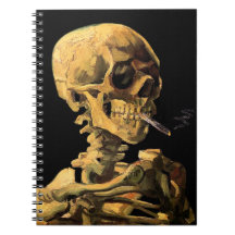 Van Gogh Skull With Burning Cigarette Notebooks
