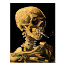 Van Gogh Skull With Burning Cigarette Postcard
