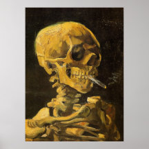 Van Gogh Skull with Burning Cigarette Posters