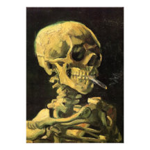 Van Gogh Skull with Burning Cigarette, Vintage Art Personalised Invites