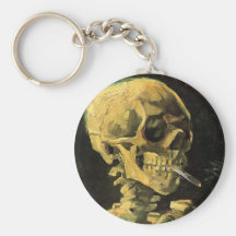 Van Gogh Skull with Burning Cigarette, Vintage Art Key Chains
