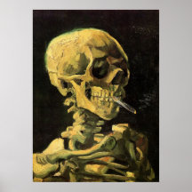 Van Gogh Skull with Burning Cigarette, Vintage Art Posters