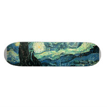 Van gogh starry night vector skateboard deck