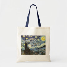 Van Gogh Starry Night, Vintage Fine Art Canvas Bags