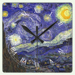 Van Gogh Starry Night, Vintage Post Impressionism wall clocks