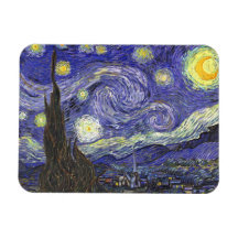 Van Gogh Starry Night, Vintage Post Impressionism Rectangular Magnet