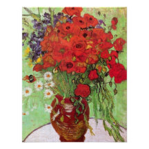 Van Gogh; Still Life: Red Poppies and Daisies Custom Invitation
