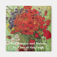 Van Gogh; Still Life: Red Poppies and Daisies Fridge Magnets