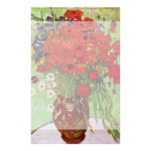 Van Gogh; Still Life: Red Poppies and Daisies Personalised Stationery