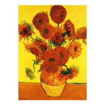 Van Gogh; Still Life: Vase with 15 Sunflowers Custom Announcements