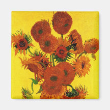 Van Gogh; Still Life: Vase with 15 Sunflowers Refrigerator Magnet