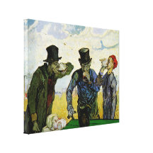 Van Gogh, The Drinkers, Vintage Post Impressionism Stretched Canvas Print