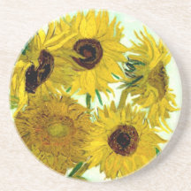 Van Gogh: Vase Twelve Sunflowers Vintage Fine Art Beverage Coasters