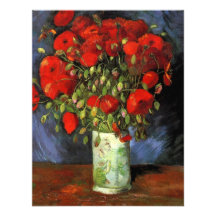 Van Gogh; Vase with Red Poppies, Vintage Flowers Announcement