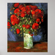 Van Gogh; Vase with Red Poppies, Vintage Flowers Poster