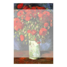 Van Gogh; Vase with Red Poppies, Vintage Flowers Stationery Paper