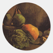Van Gogh Vegetables Fruit, Vintage Still Life Art Round Stickers