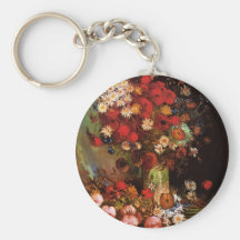 Van Gogh Vintage Flowers in Vase Floral Still Life Keychain