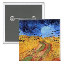Van Gogh Wheat Field With Crows Button