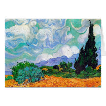 Van Gogh Wheat Field with Cypresses Fine Vintage Greeting Cards