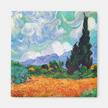 Van Gogh Wheat Field with Cypresses Fine Vintage Refrigerator Magnet