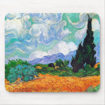 Van Gogh Wheat Field with Cypresses Fine Vintage Mouse Mats