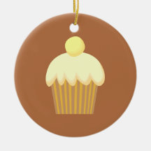Vanilla Cupcake on Brown. Christmas Ornament