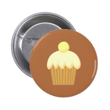 Vanilla Cupcake on Brown. Pinback Button