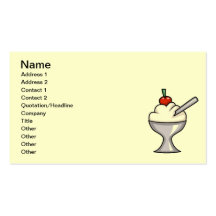 VANILLA ICE-CREAM CHERRY TOP DESSERTS SWEETS YUMM BUSINESS CARDS