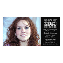 Varsity Class Of 2013 Graduation (Black) Customized Photo Card