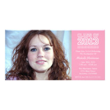 Varsity Class Of 2013 Graduation (Pink) Custom Photo Card
