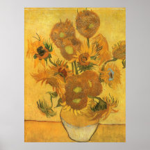 Vase 15 Sunflowers, van Gogh Vintage Impressionism Poster