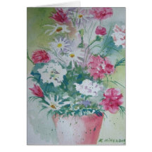 Vase of Carnations Greeting Card