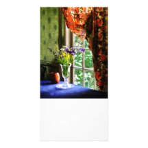 Vase of Flowers and Mug By Window Photo Cards