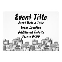 Vector Cityscape (Black & White) Personalized Announcements