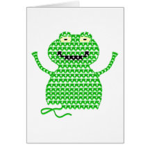 Vector Crochet Frog (Rip it, Frog it!) Greeting Card