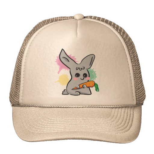 Vegan grey cute bunny with carrot hat