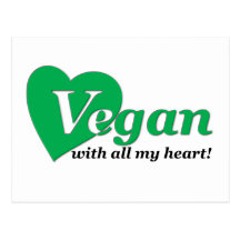 Vegan with all my heart postcard