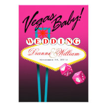 Vegas Baby! Save the Date fuschia Invitations