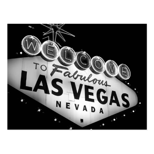 Vegas Sign B&W Postcard
