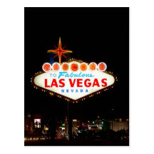 Vegas Sign Lit Up Post Card