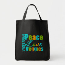 Vegetarian Peace Love Veggies Tote Bags