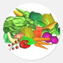 Veggie salad design on round sticker