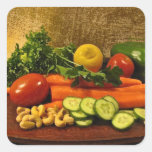 Veggie Salad Plate Square Stickers