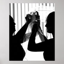 Veil Adjust Bride Photograph B/W Wedding Picture Posters
