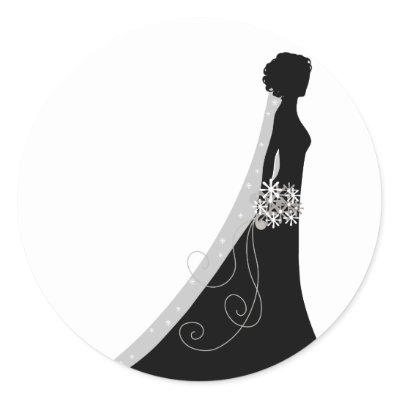 Veiled Bride Silhouette Clipart Wedding Stickers by WeddingCentre