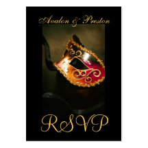 Venetian Masquerade Mask RSVP Wedding Cards Business Card